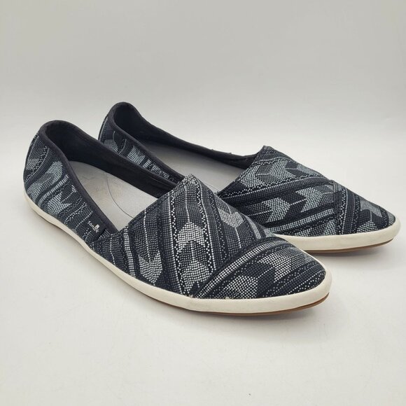 Sanuk Kats Meow Print Women's 7.5 Slip On Loafers Flats Sneakers Point Toe Blk - Picture 1 of 16